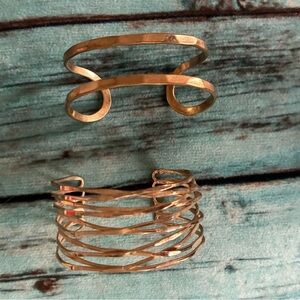 Gold Hammered Cuff Bracelet Set